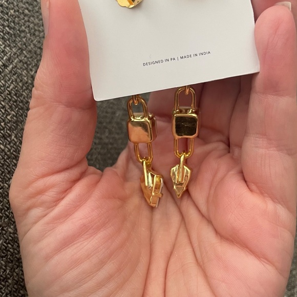 Sorrelli Kelly Statement Dangle Earrings Bright Gold and Crystal Paperclip NEW - Picture 4 of 4